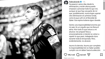 Valverde asume "por completo la responsabilidad" tras la eliminación de Uruguay Valverde asume "por completo la responsabilidad" tras la eliminación de Uruguay