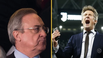 El cruce entre Florentino y Van der Sar en la derrota del Real Madrid ante Ajax El cruce entre Florentino y Van der Sar en la derrota del Real Madrid ante Ajax