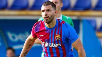 Agüero marcó un gol en un amistoso que disputó el Barcelona Agüero marcó un gol en un amistoso que disputó el Barcelona