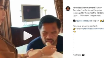 Pacquiao no puede comer por sus propios medios tras la pelea ante Ugás (video) Pacquiao no puede comer por sus propios medios tras la pelea ante Ugás (video)